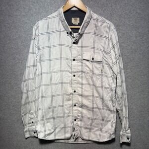 Vans Mens XL Tailored Fit Windowpane Plaid Flannel Shirt White Black VN0A3166WHT